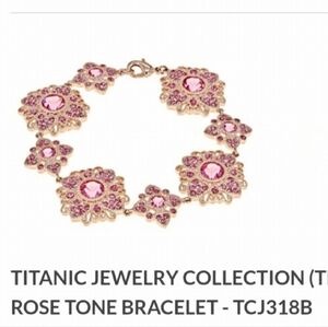 TITANIC JEWELRY (TM) BRACELET‎ PINK CRYSTAL ROSE TONE